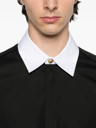 Balmain Collar Contrast Long Sleeves Shirt In Black