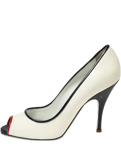 Pre-owned D&g 110mm Peep-toe Pumps In White