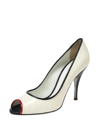 Pre-owned D&g 110mm Peep-toe Pumps In White