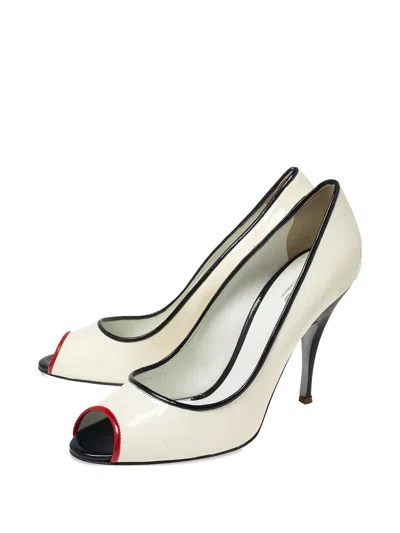 Pre-owned D&g 110mm Peep-toe Pumps In White