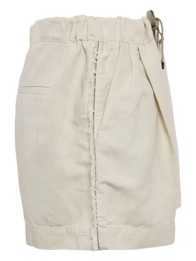 Pre-owned Brunello Cucinelli Vintage Drawstring-waist Shorts In Neutral