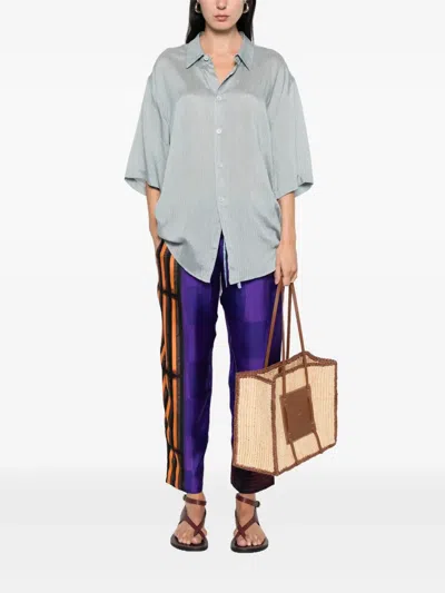 Pierre-louis Mascia Striped Checked Silk Trousers