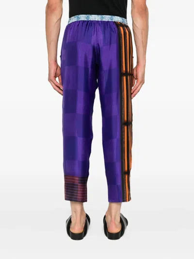 Pierre-louis Mascia Striped Checked Silk Trousers