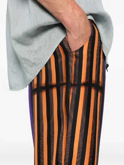 Pierre-louis Mascia Striped Checked Silk Trousers