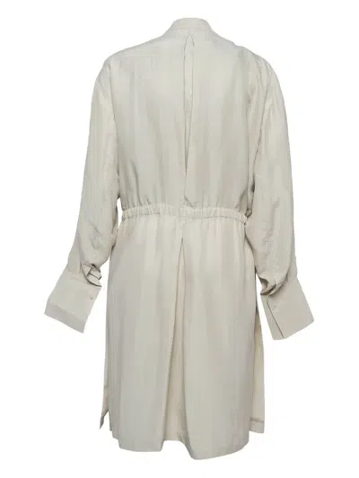 Pre-owned Joseph Drawstring Silk Dress In Gray