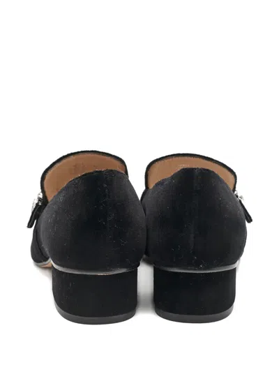 Pre-owned Stuart Weitzman Velvet Crystal-buckle Loafers