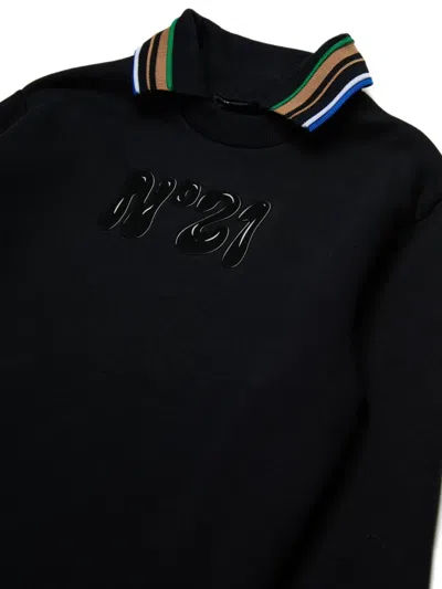 N°21 Polo-collar Sweatshirt In Black