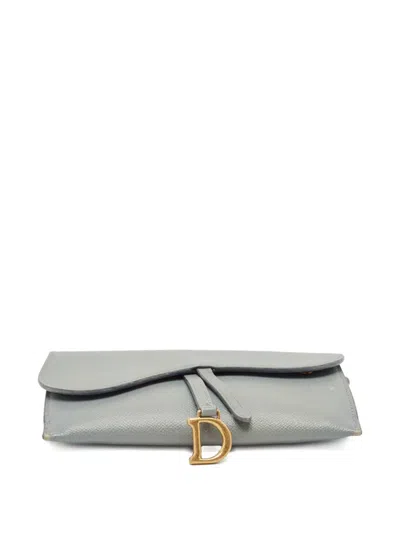 Pre-owned Dior Saddle Pouch Clutch Bag In Gray