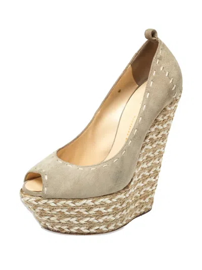 Pre-owned Giuseppe Zanotti Espadrille Wedge Sandals In Neutral