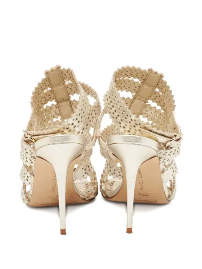 Pre-owned Manolo Blahnik 2024 110mm Cut-out Sandals In Yellow