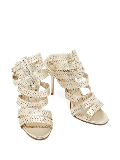 Pre-owned Manolo Blahnik 2024 110mm Cut-out Sandals In Yellow