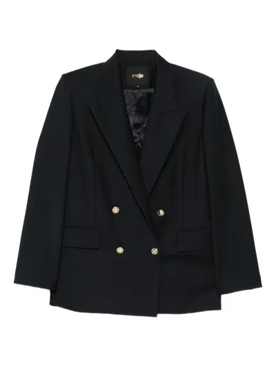 Maje Double-breasted Gold-button Blazer In Black