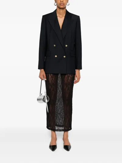 Maje Double-breasted Gold-button Blazer In Black
