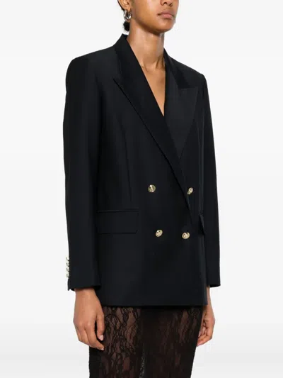 Maje Double-breasted Gold-button Blazer In Black