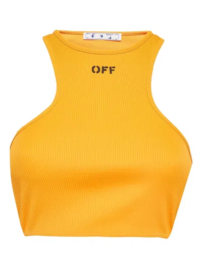 Pre-owned Off-white Ribbed Racerback Tank Top In Yellow