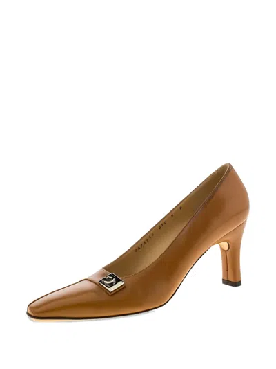 Pre-owned Ferragamo 2024 80mm Leather Pumps In Brown