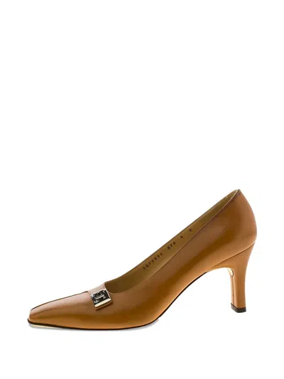 Pre-owned Ferragamo 2024 80mm Leather Pumps In Brown