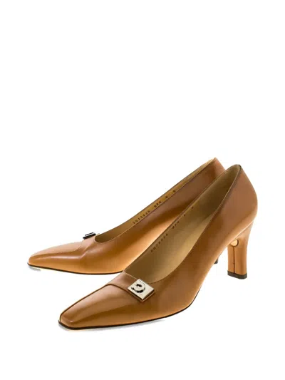 Pre-owned Ferragamo 2024 80mm Leather Pumps In Brown