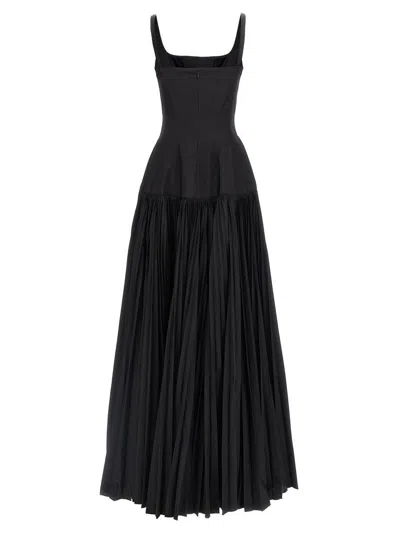 Giovanni Bedin Long Dress With Wide Pleated Skirt In Black
