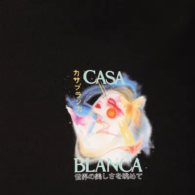 Casablanca Crew Neck Graphic Print Short Sleeves In Black