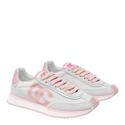 Dolce & Gabbana Mixed-material Dg Cushion Sneakers In Gray