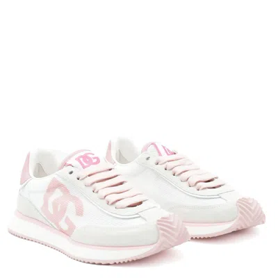 Dolce & Gabbana Mixed-material Dg Cushion Sneakers In Gray