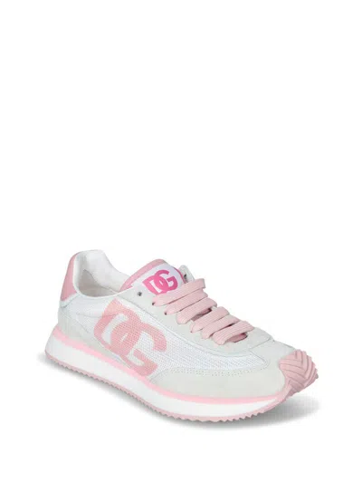 Dolce & Gabbana Mixed-material Dg Cushion Sneakers In Gray