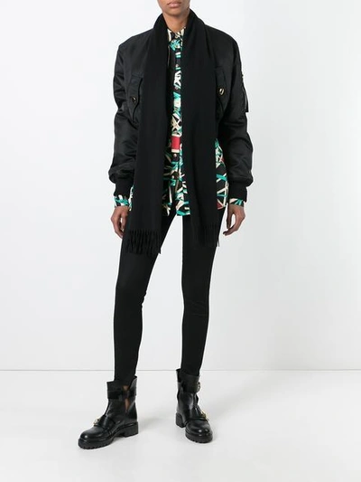 Shop Givenchy Scarf Lapel Bomber Jacket - Black