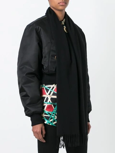 Shop Givenchy Scarf Lapel Bomber Jacket - Black