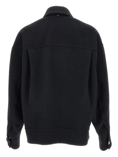 Sportmax Flap-pocket Wool Coat In Black