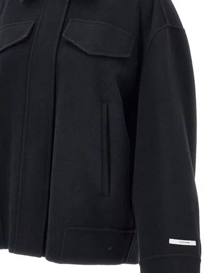 Sportmax Flap-pocket Wool Coat In Black