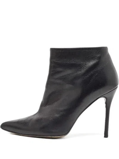 Pre-owned Stuart Weitzman 110mm Leather Ankle Boots In Black