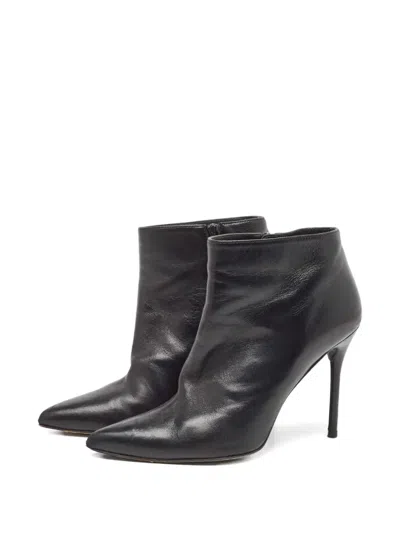 Pre-owned Stuart Weitzman 110mm Leather Ankle Boots In Black
