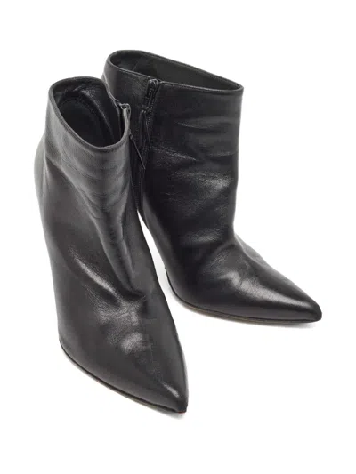Pre-owned Stuart Weitzman 110mm Leather Ankle Boots In Black