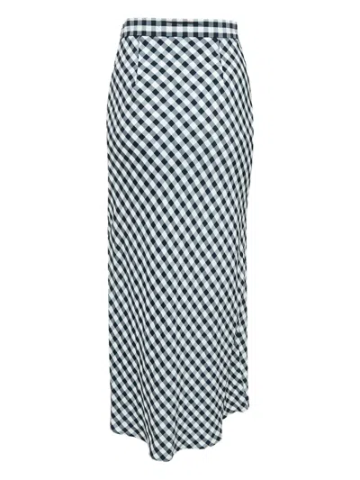 Pre-owned Maje Check-print Ruffle Skirt In Blue