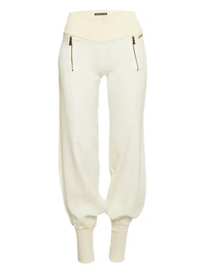 Pre-owned Versace Ribbed-cuffs Trousers In Neutral