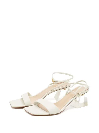 Pre-owned Gianvito Rossi Square-toe Heeled Sandals In White