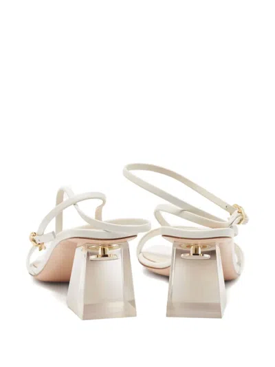 Pre-owned Gianvito Rossi Square-toe Heeled Sandals In White