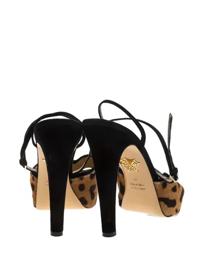 Pre-owned Charlotte Olympia Leopard-print Heeled Sandals In Brown