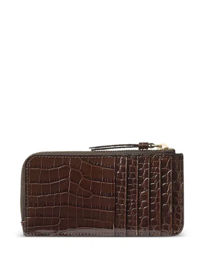 Jimmy Choo Lise-z Crocodile-effect Zip-around Wallet In Brown