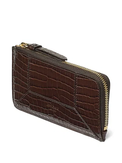 Jimmy Choo Lise-z Crocodile-effect Zip-around Wallet In Brown