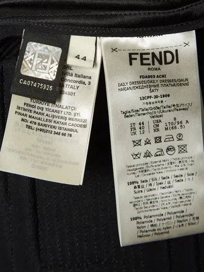 Pre-owned Fendi Lace-trim Pleated Dress In Black