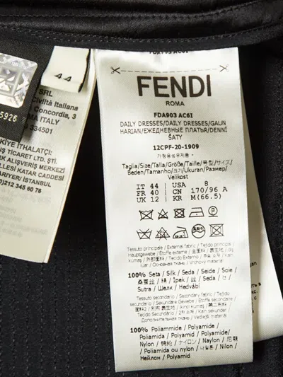 Pre-owned Fendi Lace-trim Pleated Dress In Black