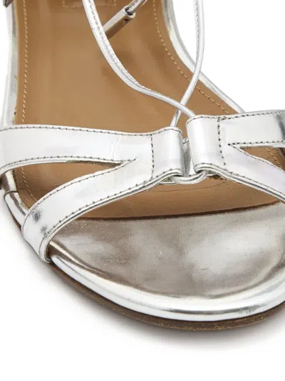 Pre-owned Aquazzura Metallic Leather Sandals In Silver