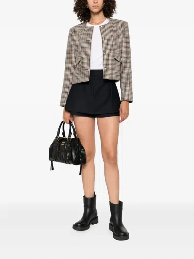Maje Houndstooth Button-fastening Jacket In Brown