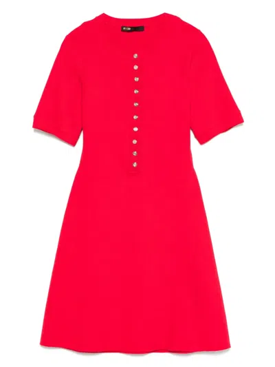 Maje Womens Red Ribbed-knit Slim-fit Stretch Cotton-blend Mini Dress