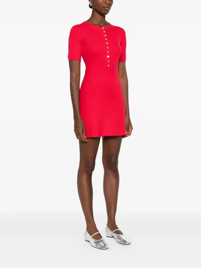 Maje Womens Red Ribbed-knit Slim-fit Stretch Cotton-blend Mini Dress
