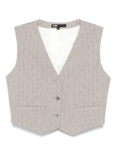 Maje Pinstriped Vest In Neutral