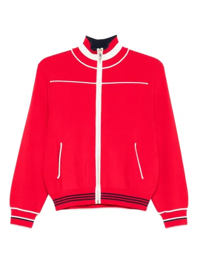 Maje Zip-up Cardigan In Red