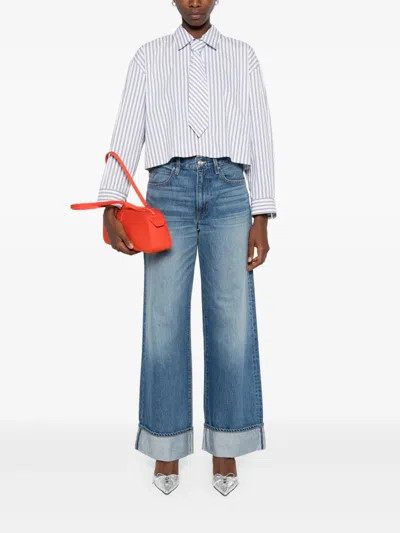 Maje Womens Ecru Stripes Rhinestone-embellished Tie-neck Stretch-cotton Shirt In Multi